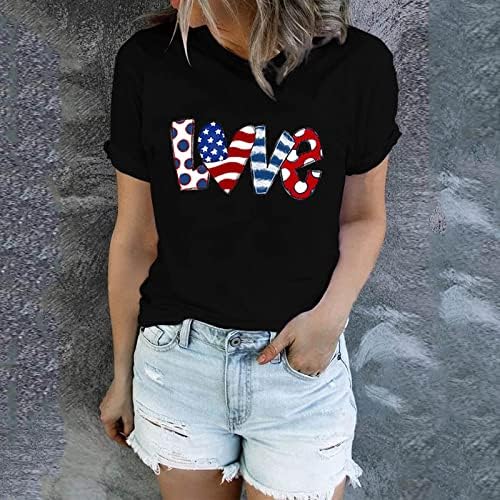 4 de julho camisetas camisetas para mulheres de manga curta vshirt American Flag Stars Stripes tie-dye Túdas