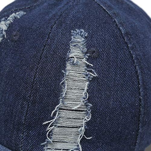 Chapéu jeans angustiado vintage, jeans lavado com ácido claro, clipe ajustável para ajuste universal