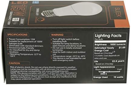 Elegante Lightbulb de LED de 15w de 15w A19 - Bulbo de iluminação doméstica de uso geral - branca - 1600lm, 240 graus, E26, UL & Energy Star listados - listados -