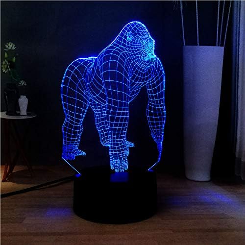Yanghx Fugest 3D Ilusão Gorila Chimpanzee Halloween Ilusão óptica LED LED USB Night Light Remote Desk Lamp Iluminação