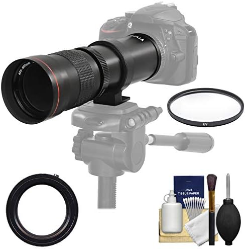 Vivitar 420-800mm f/8.3 Lente de zoom telefoto com kit de filtro + para câmeras Nikon DSLR