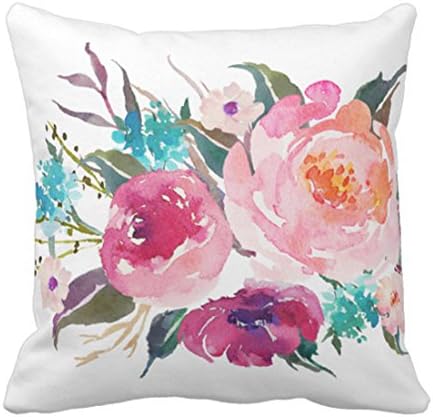Emvency Throw Pillow Capa Flores Floral Turquoise Pink Aquarela de verão Decorativa Decoração Decoração