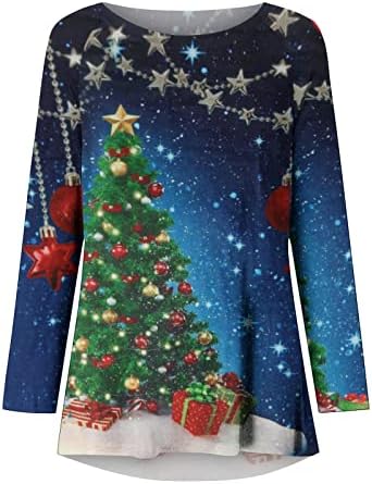 Túdos de túnica de Natal para mulheres para vestir com leggings glitter árvore de natal impressão de camisa