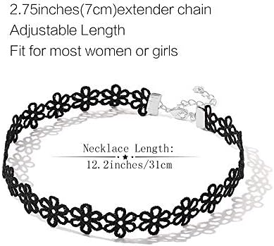 Prohouse Black Womens Chokers Gothic Collar Lace Velvet Charcles de pendente