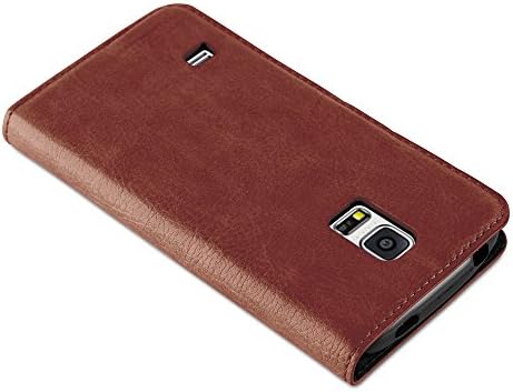 Caso Cadorabo Book Compatível com Samsung Galaxy S5 Mini / S5 Mini Duos em Cappuccino Brown - com fechamento magnético, função de suporte e slot para cartões - bolsa de capa da carteira