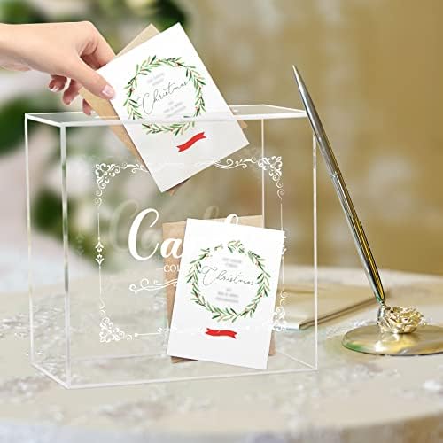 Caixa de cartão de casamento de acrílico clara, caixa de cartão DIY grande em branco sem impressão