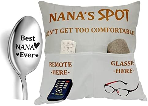 Presentes da Nana presentes da vovó, 2 bolsos Nana Tampa de travesseiro de 18x18 polegadas e colher