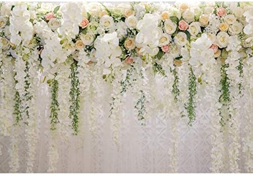Oerju 10x6,5ft cenário de casamento para recepção Flores brancas Curta