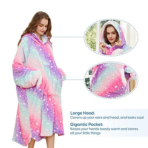 Capuz de cobertor Pawque para crianças, moletom de cobertor vestível de grandes dimensões com microfibra