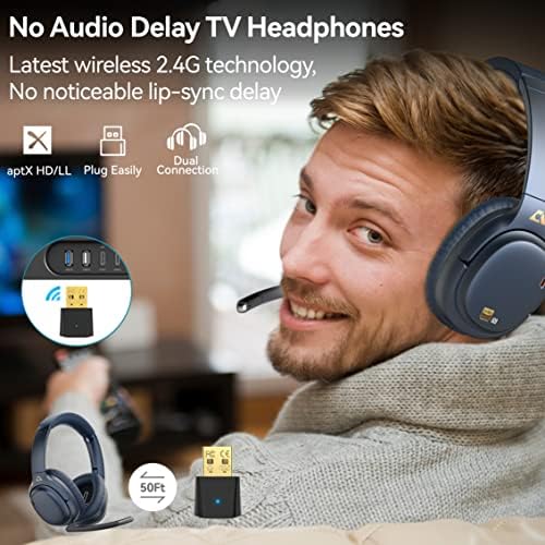 Fones de ouvido com cancelamento de ruído ativo do Ankbit, fones de ouvido Bluetooth sem fio e700set para TV