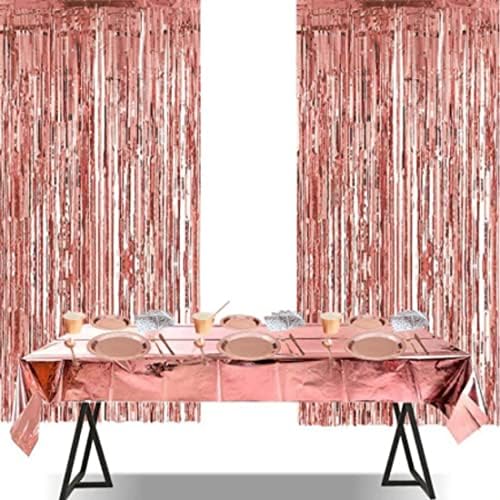 Cortina de pano de fundo da borla rosa ， 3 cortinas de embalagem decorações de festa para adereços de cabine