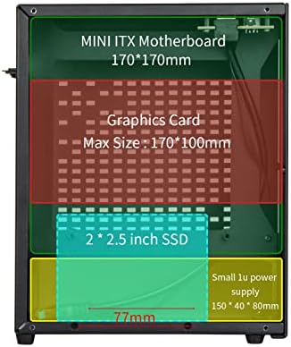 Alumínio Mini ITX Case com PCI riser, capa Joyjom Mini PC, Caixa de PC de fator de formato pequeno SFF, caixa de