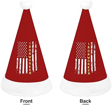 Ironworker American Flag Hat Christmas Hat Soft Praio Cap Funny Feanie para a Festa Festiva do Ano Novo de