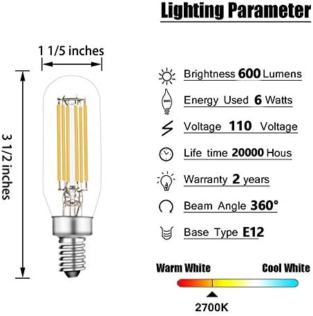 Bulbos LED E12 diminuídos, 6W Igual 60w lâmpadas incandescentes de candelabra, 2700k branco, lâmpadas E12 Edison,