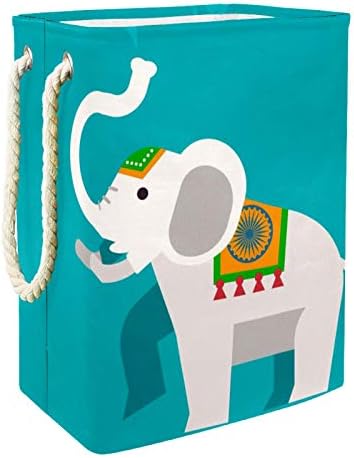 Deyya Cestas de lavanderia à prova d'água Alto cesto de estampa de elefante dobrável para crianças adultas