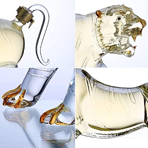 Decanter de vidro Decanter de uísque em forma de tigre, garrafa de vidro espumante de 500/1000 ml, garrafa