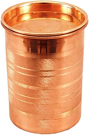 Evercrafting Copper Glass Tumbler Cup com conjunto de tampa, Drinkware Home Restaurant, Yoga Ayurveda, 300 ml