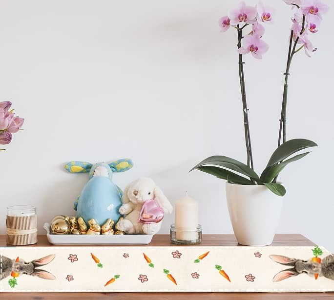 Gukuu & Co Páscoa Mesa de Páscoa Runner de 72 polegadas Bunny Rabbit Cenout Runner para decoração