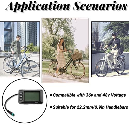 Exibição LCD de bicicleta elétrica, velocímetro de bicicleta, interface de plástico 5 pinos à