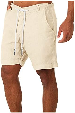 Bermuda de linho de algodão beuu masculino, 2022 New Summer Casual Classual Fit 9 Shorts Shorts Longo da praia solta