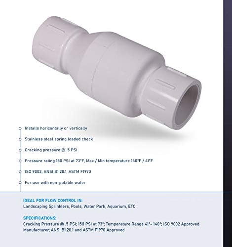 Válvula da linha média PVC Válvula de retenção embutida para prevenção de refluxo 1-1/2 '