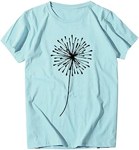 Camisa gráfica para mulheres fofas de flor curta de manga curta Tops