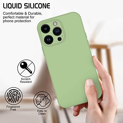Jinyuda Liquid Silicone Case para iPhone 14 Pro Max, anti-Fingerprint, Câmera coberta, forro de