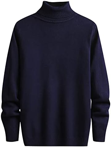 Blusas para homens quentes de gola alta com suéteres esbeltos de malha de malha alta no pescoço suéter
