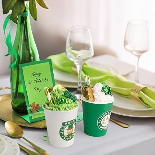 Decorações do dia de St Patricks, 2 PCs xícaras com creme artificial para decoração de bandeja em camadas, decorações