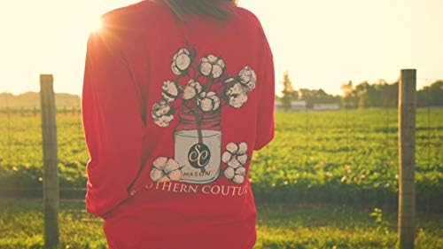 Southern Couture SC Comfort Mason Jar algodão em camisa feminina de manga longa - Vermelho