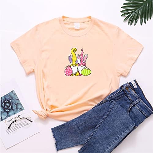 Camiseta de páscoa para mulheres camisa feliz camisa de coelho