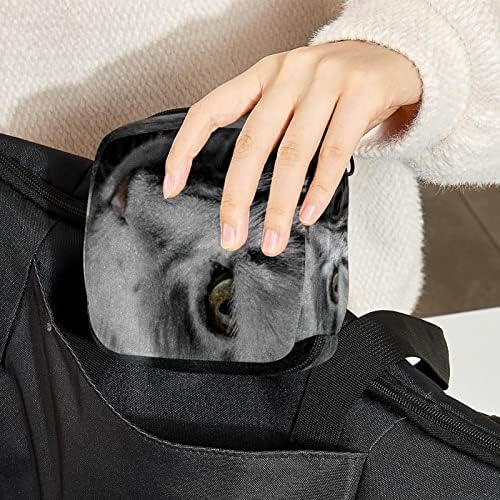 Bolsa de maquiagem de animais de gato, bolsa de cosméticos, bolsa de higiene pessoal portátil para mulheres