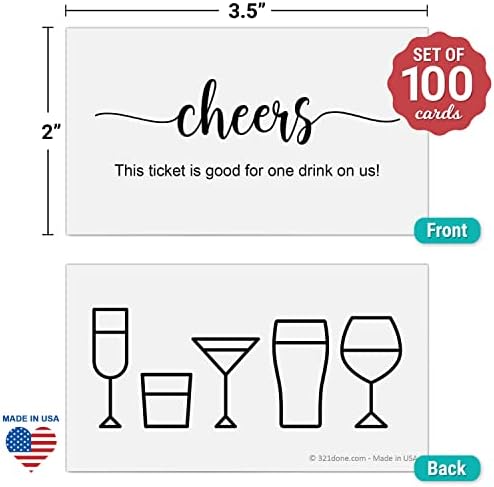 321Done Drink Ticket White, 3,5x2 Feito nos EUA, design fofo de coquetel simples, bom para um cupom