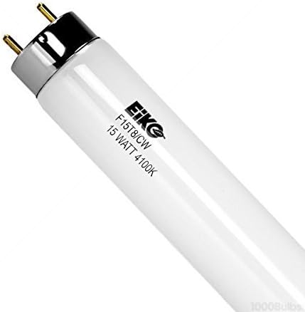 Eiko 15521-3 F15T8/CW Lâmpada de tubo fluorescente T8 reto T8, 18 de comprimento, branco