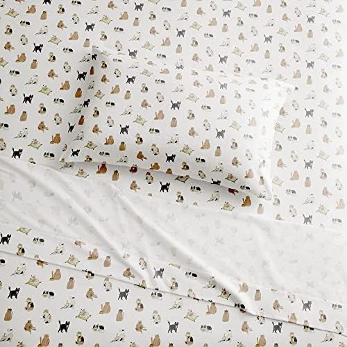 Brielle Home Flannel Sheet Set algodão macio e aconchegante chique moderno com bolsos profundos elásticos,