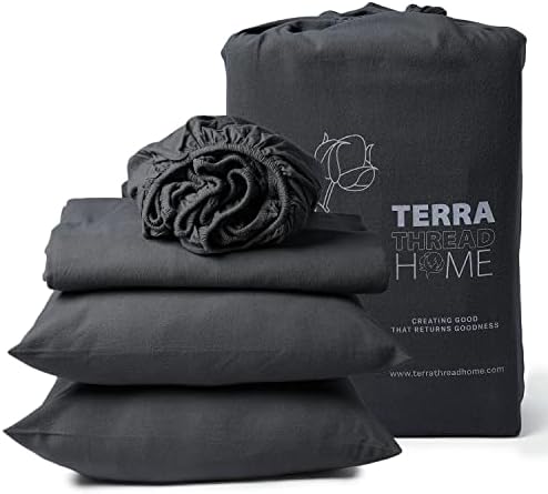 Terra Thread Home Organic Cotton Flannel Duvet Capa Conjuntos de tamanho King/Cal-King de 3pcs,