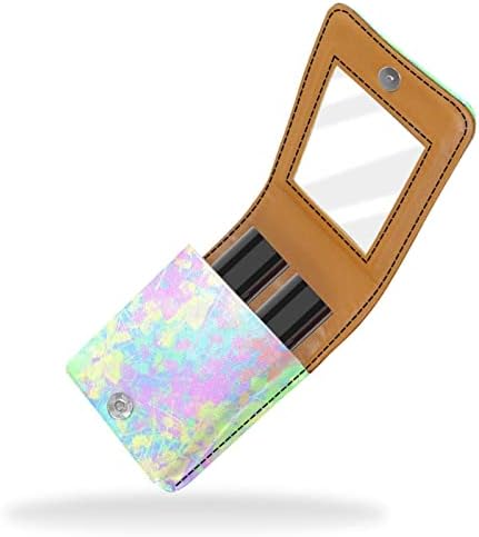 Bolsa de batom de batom de maquiagem de oryuekan com espelho portátil de armazenamento de batom portátil Organizador de armazenamento de brilho labial, Psyche Art Abstract Colored Flowers