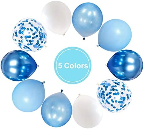 Balões de látex azul azul royal azul, 50pcs azuis azuis metálicos Balões de aniversário de confetes