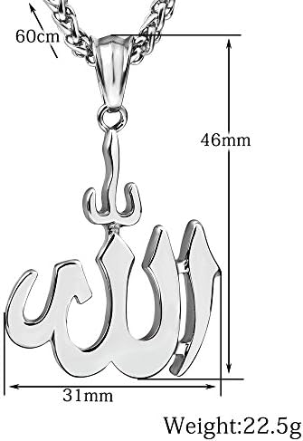 Jóias muçulmanas islâmicas de Fizizdh colar de aço inoxidável grande para homens para homens