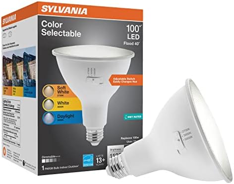 Sylvania liderou a lâmpada PAR38, 100W = 15W, 3 CCT Select, 13 anos, diminuição, 1100 lúmens, classificação