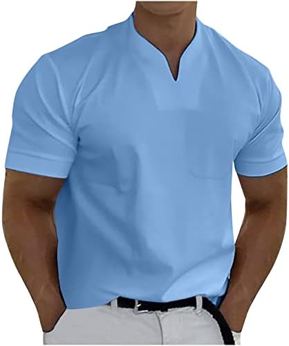 Camisetas de exercícios para o homem, camisetas de verão 2023 de verão de manga curta V Tops de pescoço