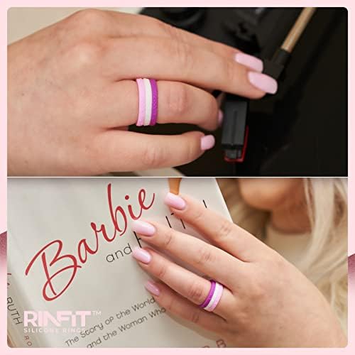 Rinfit Silicone Wedding Rings for Women - Mulheres macias, empilháveis ​​e finas de silicone - Bandas