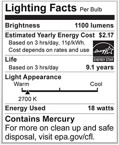 Bulbo Satco CFL 2,6 pol. GU24 18 W, 75 W 1100 Lumens 2700 K Star Energy BX