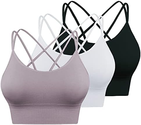 Bras esportivos para mulheres cruzam de volta com xícaras removíveis de baixo impacto Fitness Yoga Cropped