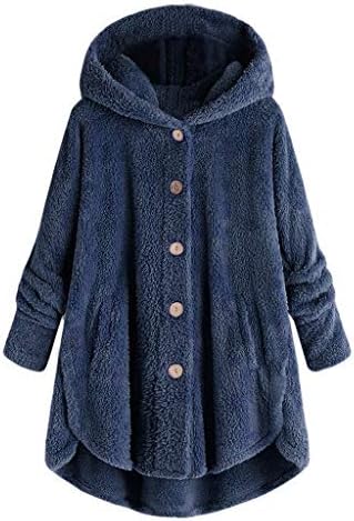 Plus Size Button Button Plush tops encapuzados casaco de lã solto casaco de lã