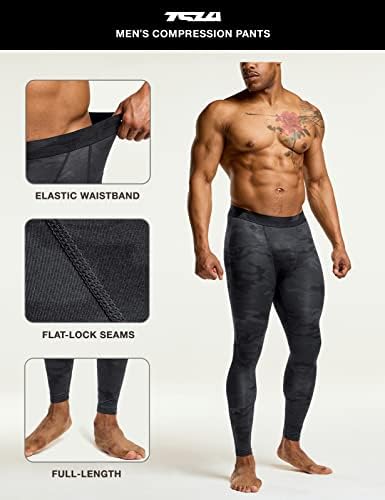 TSLA 1, 2 ou 3 Pacote calças de compressão masculina, treino atlético seco frio, com calças justas com