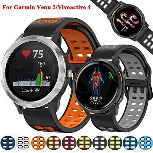 Hazels Watchband Sport Strap for Garmin Venu 2 /Vivoactive 4 Smart Watch Band Silicone Bracelet