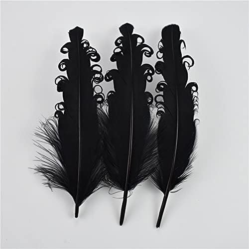 20 PCS Penas pretas para artesanato avestruz galo ganso pluma natural para acessórios de artesanato