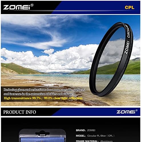 ZOMEI 58MM CIR-PL Circular Polarizador CPL Filtro para Canon Nikon Sony Pentax Fujifilm Olympus