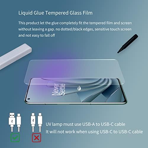 [3+2 pacote] Para protetor de tela OnePlus 10 Pro 5G, resistente a riscos de vidro temperado 9H, suporte de impressão digital ultrassônica, adesivo de líquido 3D, adesivo líquido UV, protetor de tela de vidro para OnePlus 10 Pro